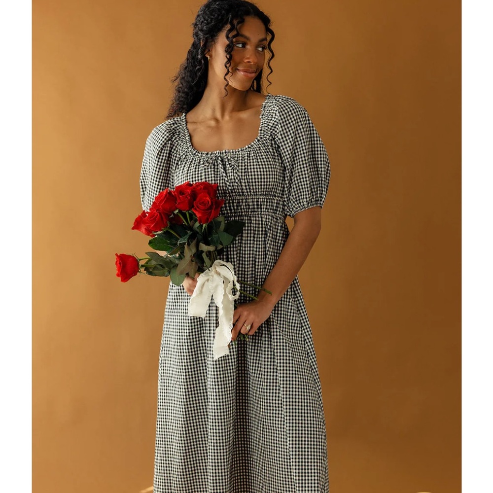 Roolee Classic Black and White Gingham Midi Dress
